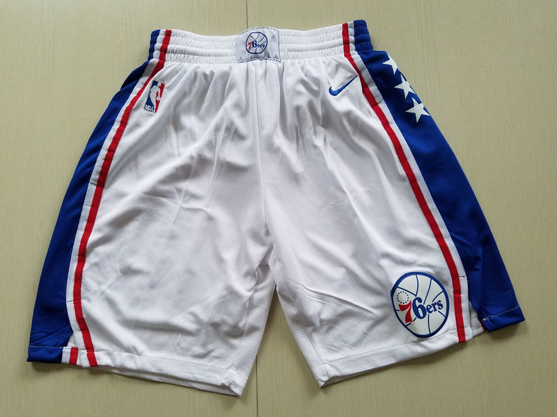 2018 Men NBA Nike Philadelphia 76ers white shorts